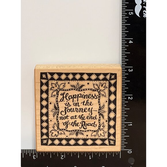 RARE PSX G-1328 Vintage Motivational Wood Rubber Stamp Quote Journey Happiness - Picture 1 of 3